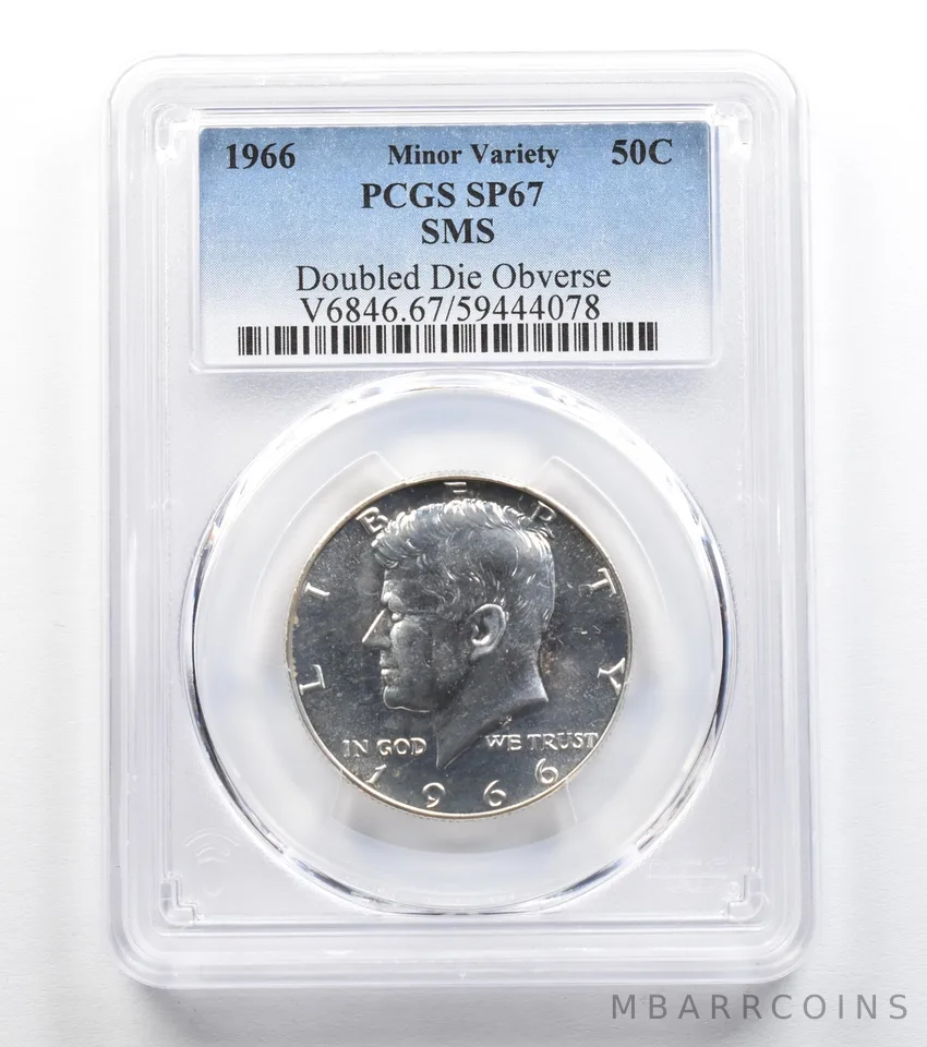 1966 Kennedy Half Dollar SMS Doubled Die Obverse SP67 PCGS *9663