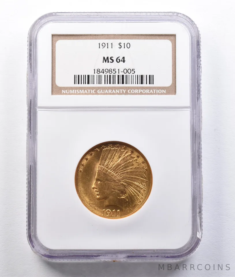 1911 $10 Indian Head Gold Eagle MS64 NGC *2926