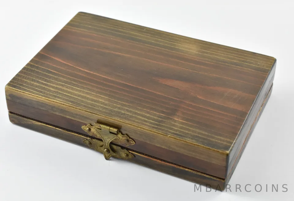 Wooden Box Holds 2 Silver Dollars *6990