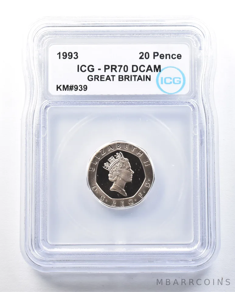 1993 Great Britain 20 Pence KM#939 PR70 DCAM ICG *8970