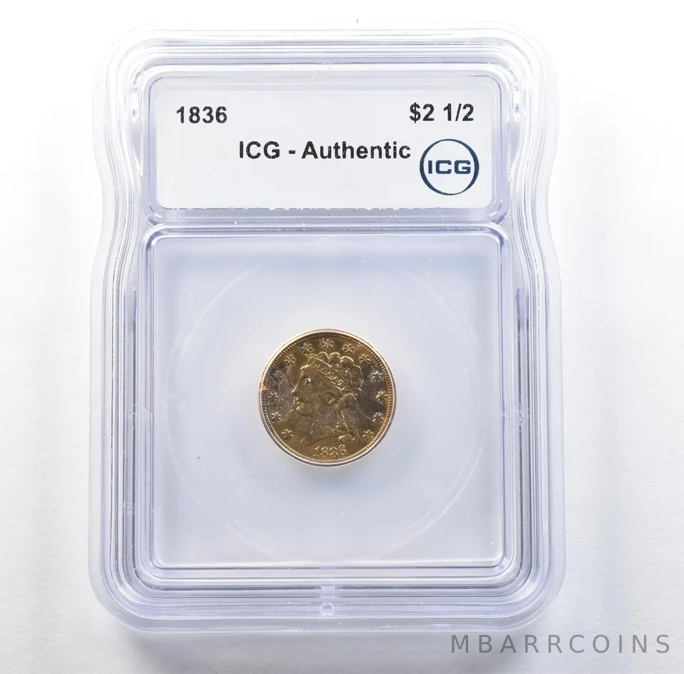 1836 $2.50 Classic Head Gold Quarter Eagle Authentic ICG *3062