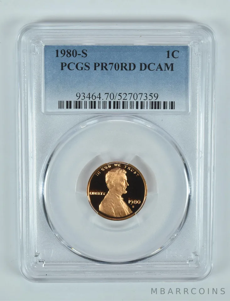 1980-S Lincoln Memorial Cent PR70 RD DCAM PCGS Blue Label
