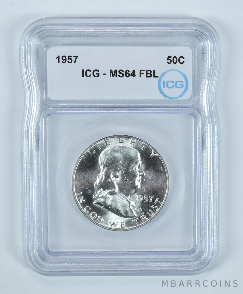 1957 Franklin Half Dollar MS64 FBL ICG