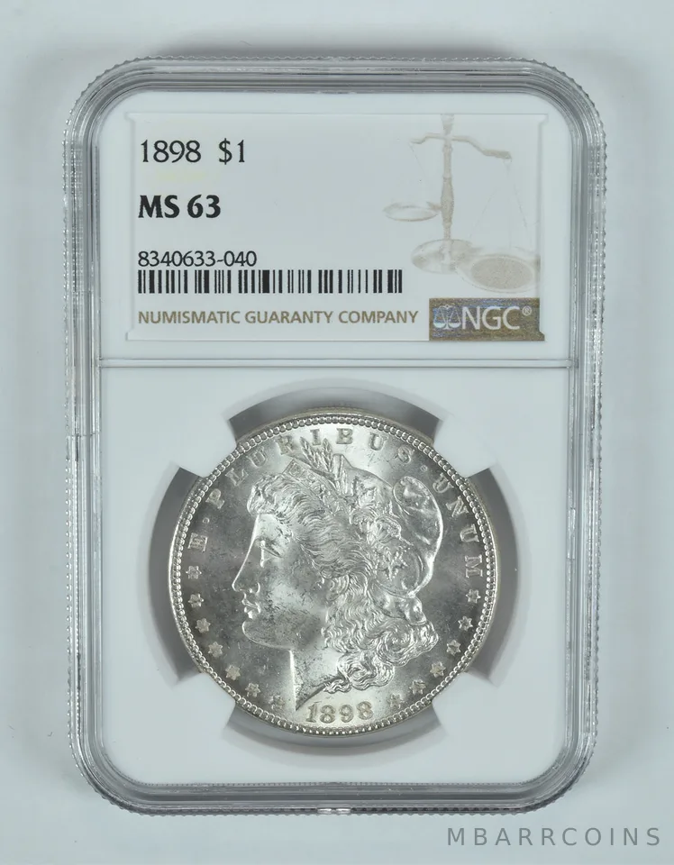 1898 Morgan Silver Dollar MS63 NGC Brown Label