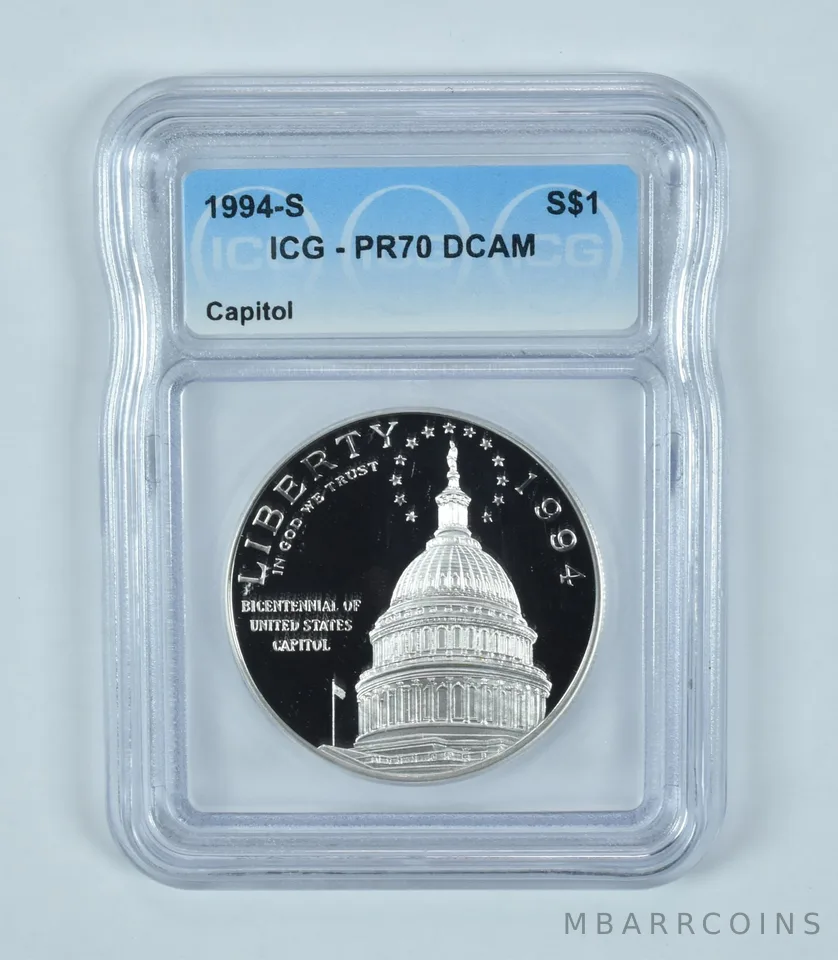 1994-S Capitol Commemorative Silver Dollar PR70 DCAM ICG