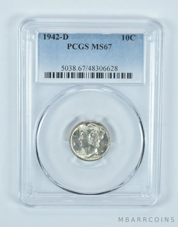 1942-D Mercury Dime MS67 PCGS Blue Label