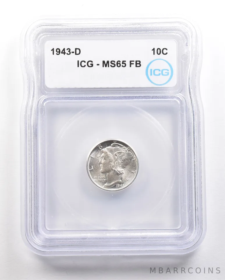 1943-D Mercury Dime MS65 FB ICG *6406
