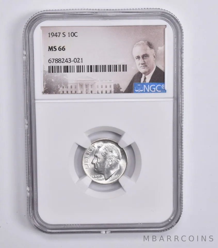 1947-S Roosevelt Dime 10c MS66 NGC Special Lbl