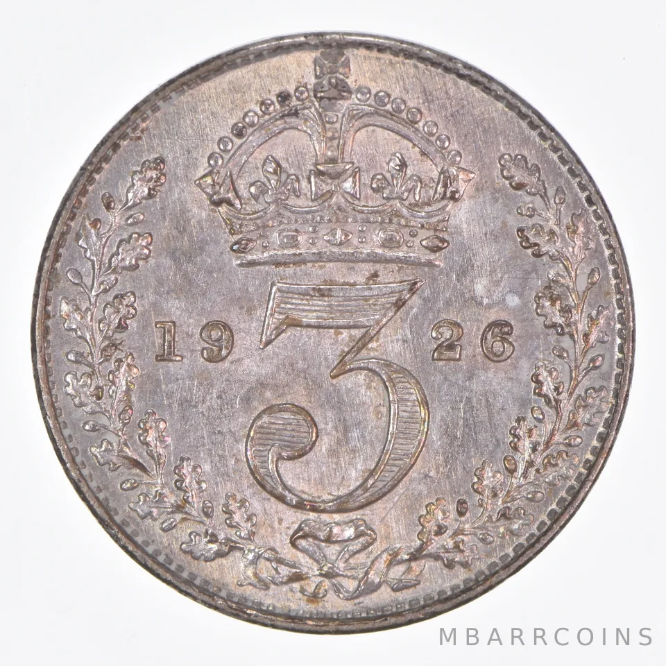 Better Date - 1926 Great Britain 3 Pence World Coin- Silver *239