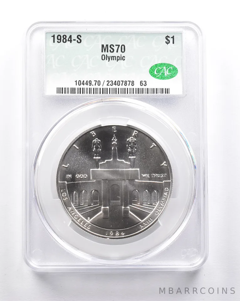 MS70 1984-S Olympic Coliseum Commemorative Dollar CAC CACG *6281