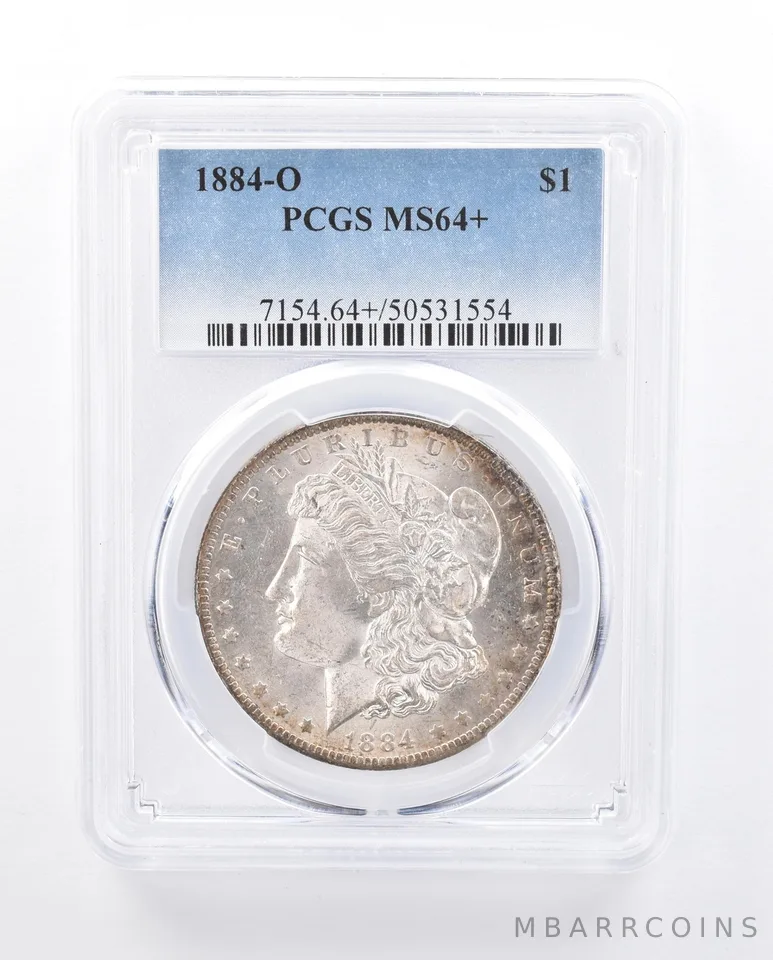 1884-O Morgan Silver Dollar MS64+ PCGS Electric Rainbow Tone Reverse *4612