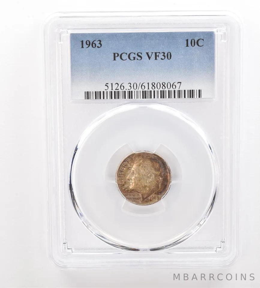 1963 Roosevelt Dime VF30 PCGS Beautiful Tone *3323