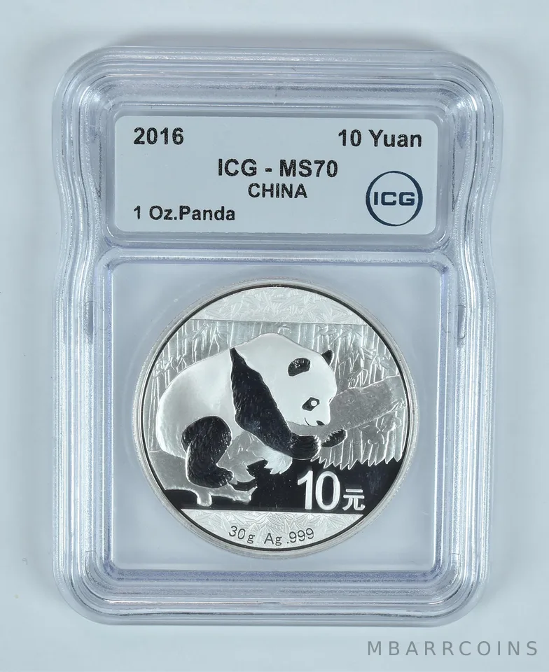2016 China 10 Yuan Silver Panda 1 Oz MS70 ICG