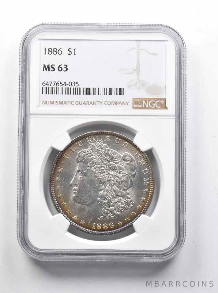 MS63 1886 Morgan Silver Dollar NGC *1221