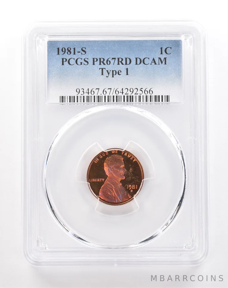 1981-S Lincoln Memorial Cent Type 1 PR67 RD DCAM PCGS Beautiful Tone *3451