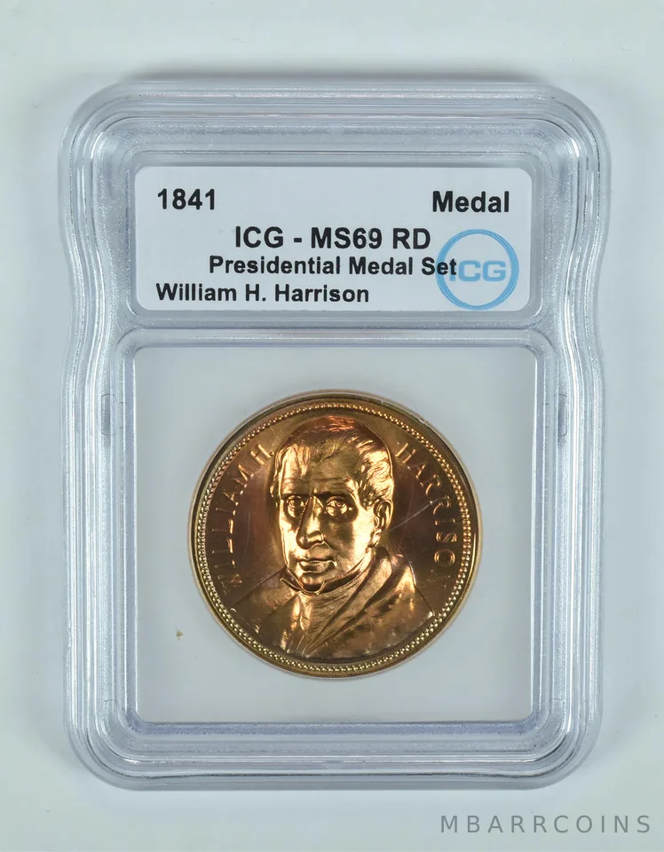 (1841) Presidential Medal Set William H Harrison MS69 RD ICG