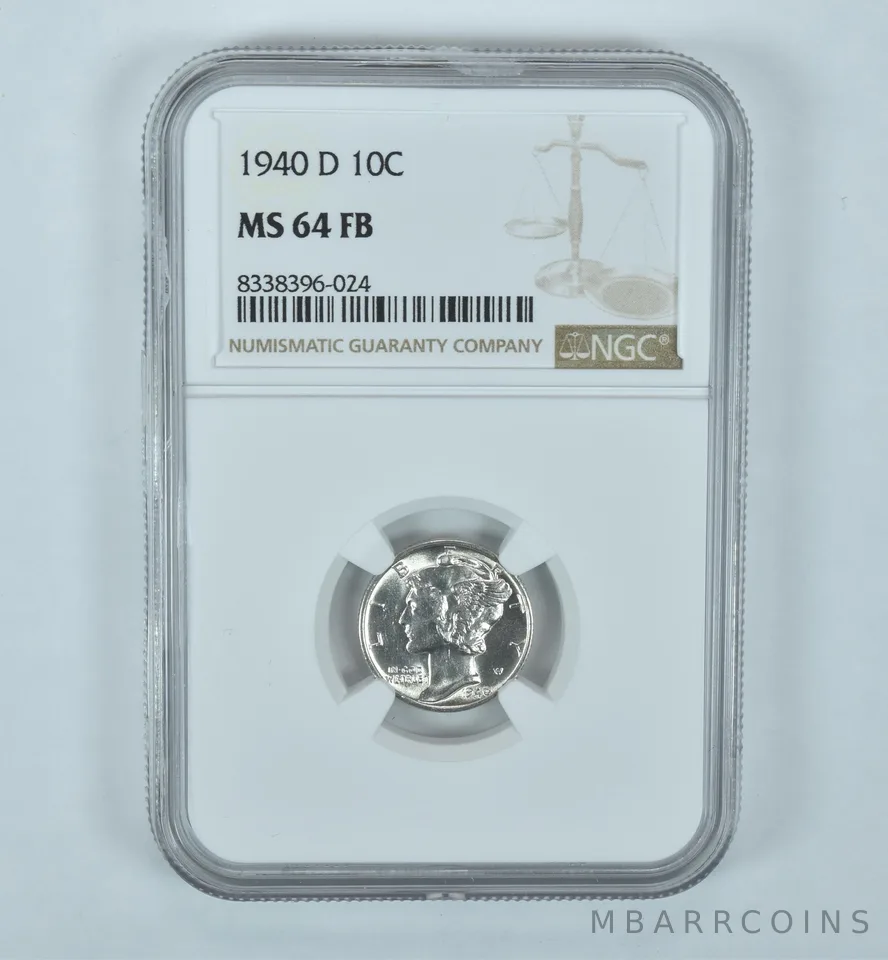 1940-D Mercury Dime MS64 FB NGC Brown Label