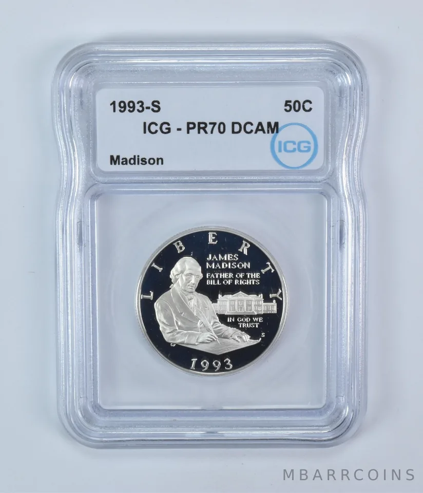 1993-S Madison Bill Of Rights Commemorative Half Dollar PR70 DCAM ICG