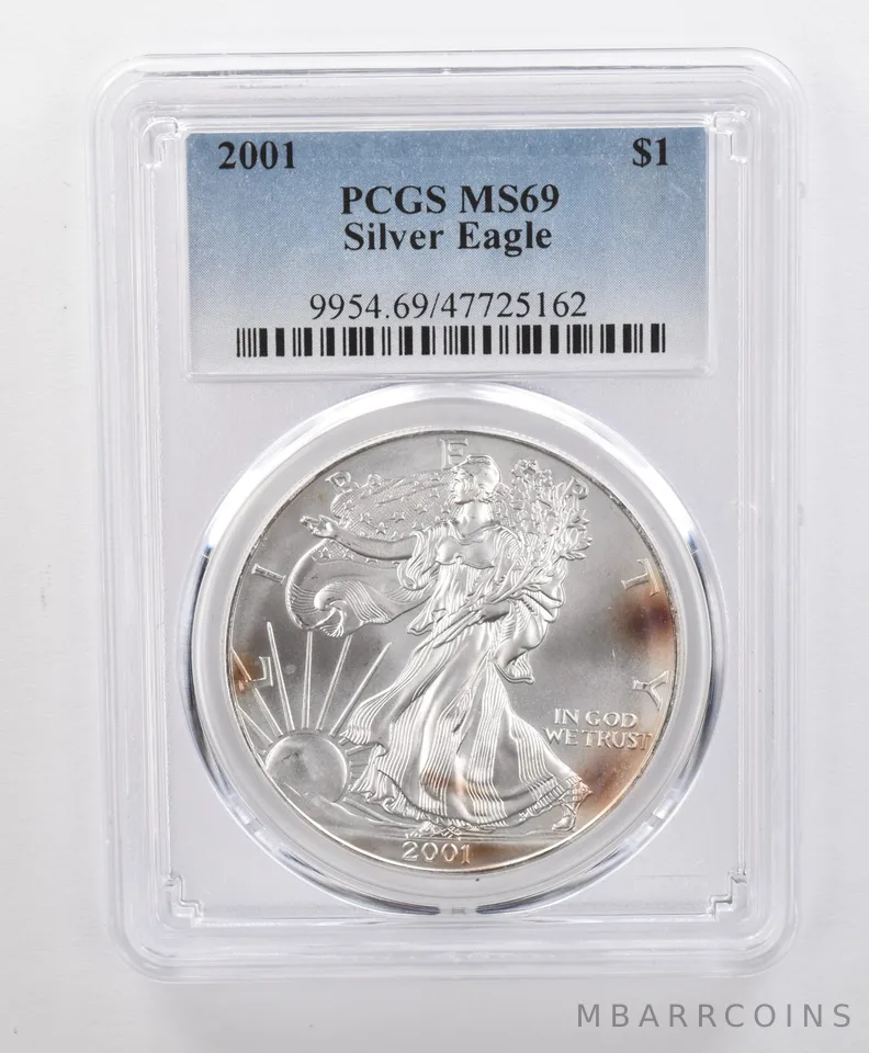 MS69 2001 American Silver Eagle PCGS Beautifully Toned *1670