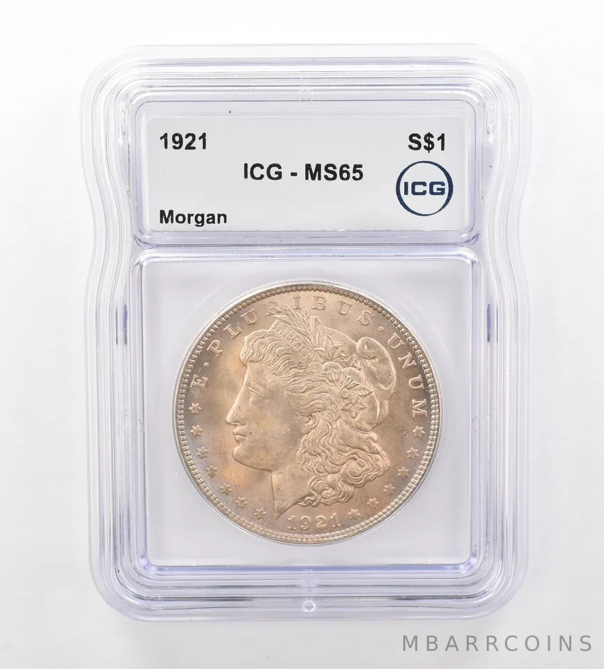 1921 Morgan Silver Dollar MS65 ICG Beautiful Tone *7517