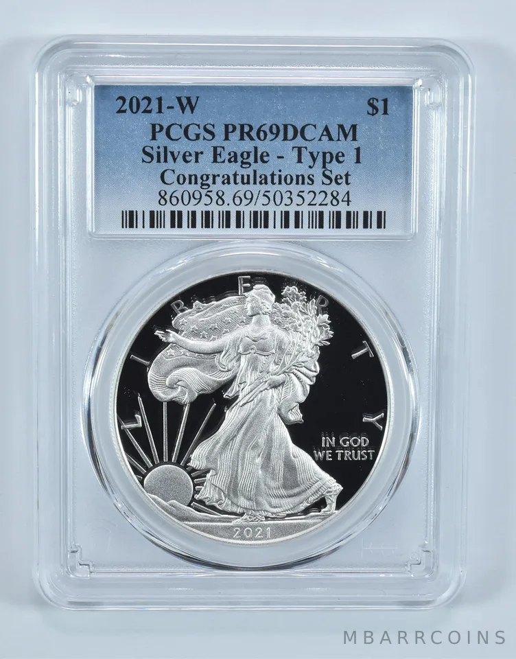 2021-W American Silver Eagle Type 1 Congratulations Set PR69 DCAM PCGS
