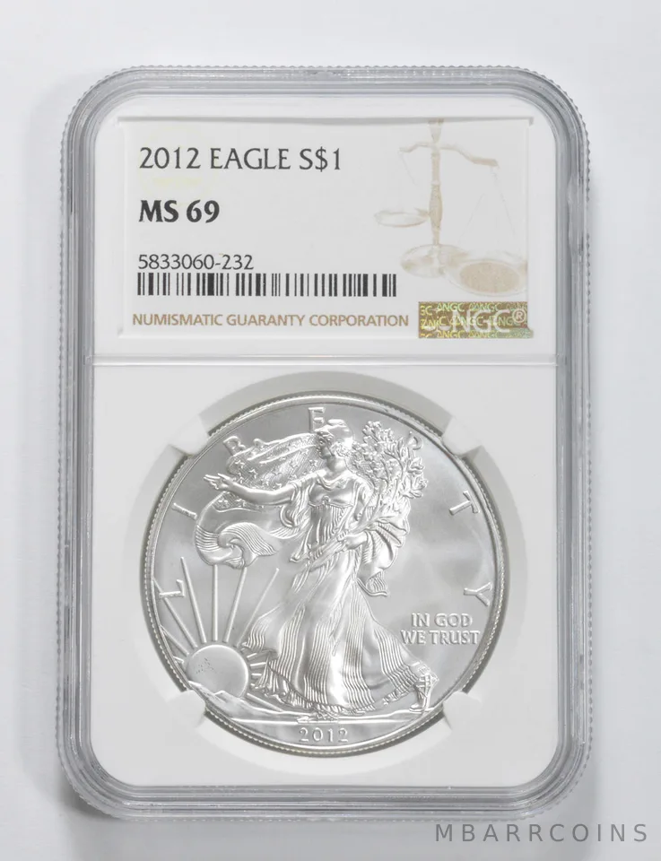 2012 American Silver Eagle MS69 NGC Brown Label