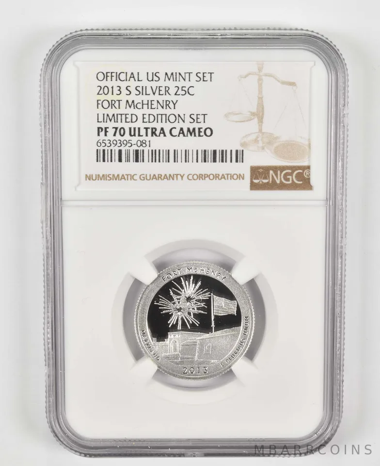 2013-S PF70 Fort McHenry Silver Quarter US Mint Limited Edition Set NGC