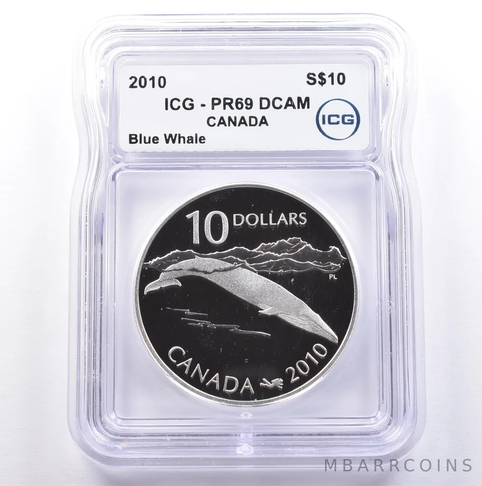 2010 Canada 10 Dollars Silver Blue Whale PR69 DCAM ICG *9012