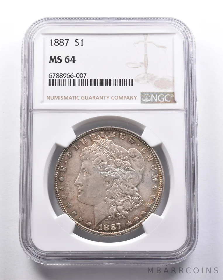 MS64 1887 Morgan Silver Dollar NGC Great Color a3265