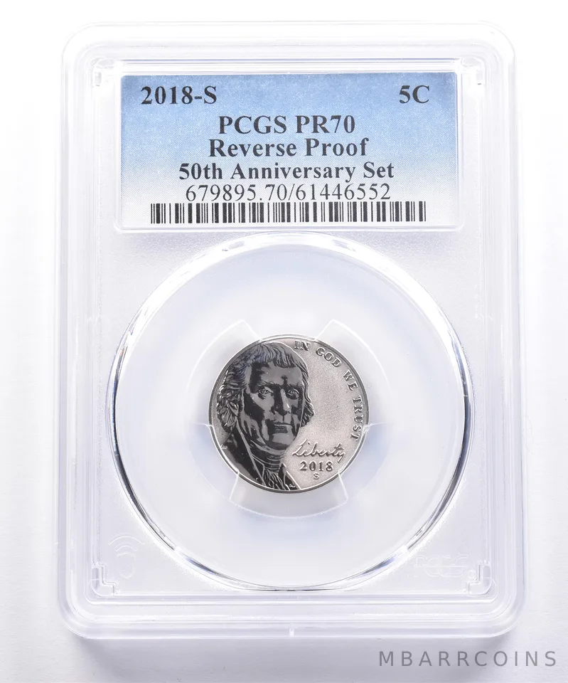 2018-S Jefferson Nickel Reverse PR70 PCGS (50th Anniversary Set)