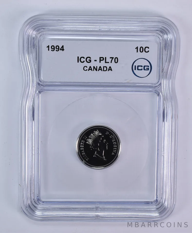 1994 Canada 10 Cents Bluenose PL70 ICG