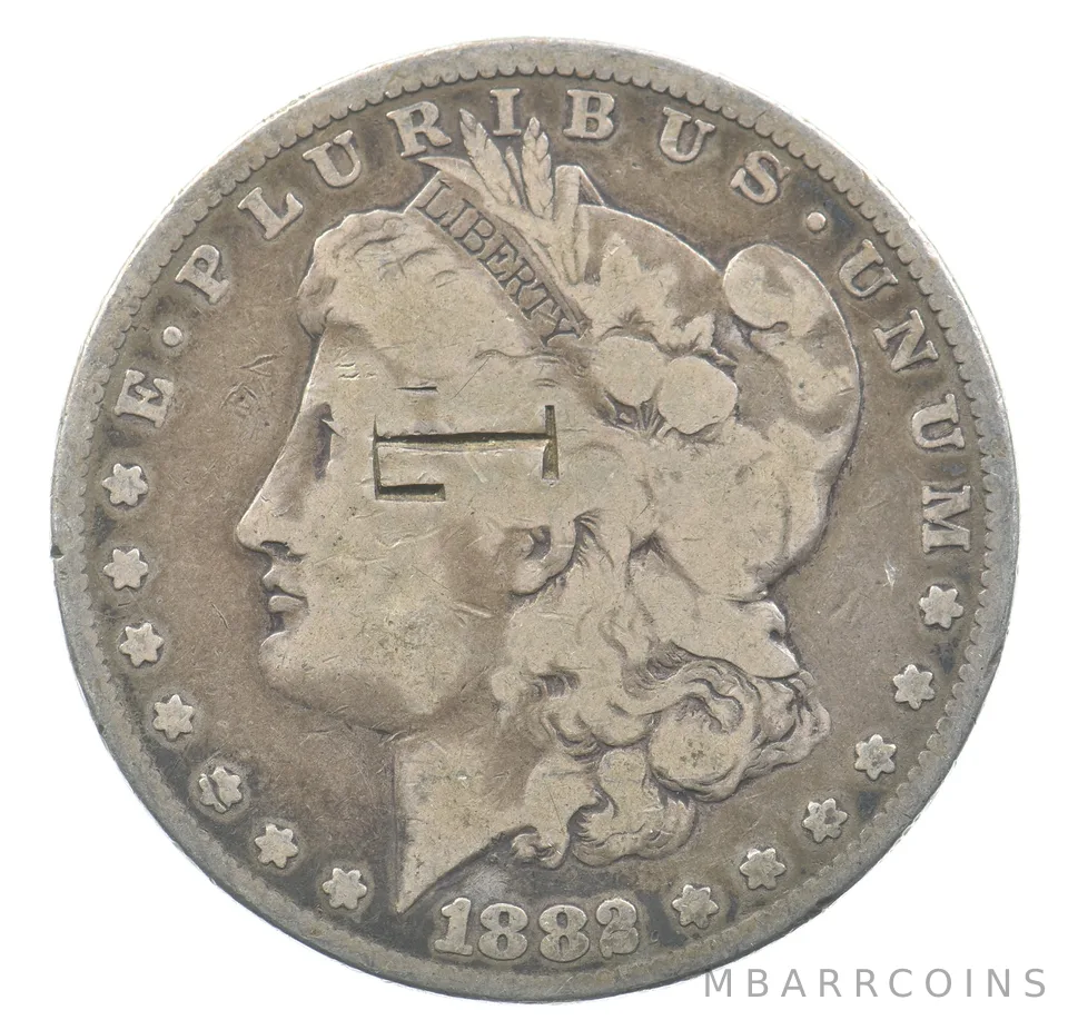 1882 Morgan Silver Dollar "L" "T" Chop Mark *6644