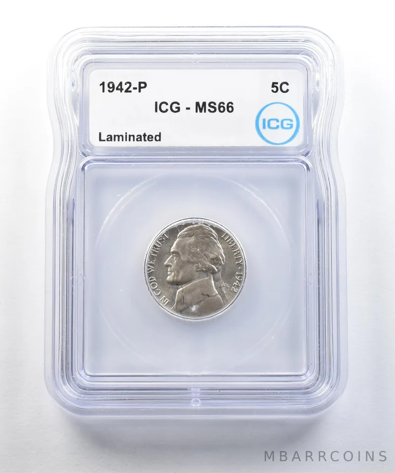 1942-P Jefferson Nickel Laminated MS66 ICG *2006