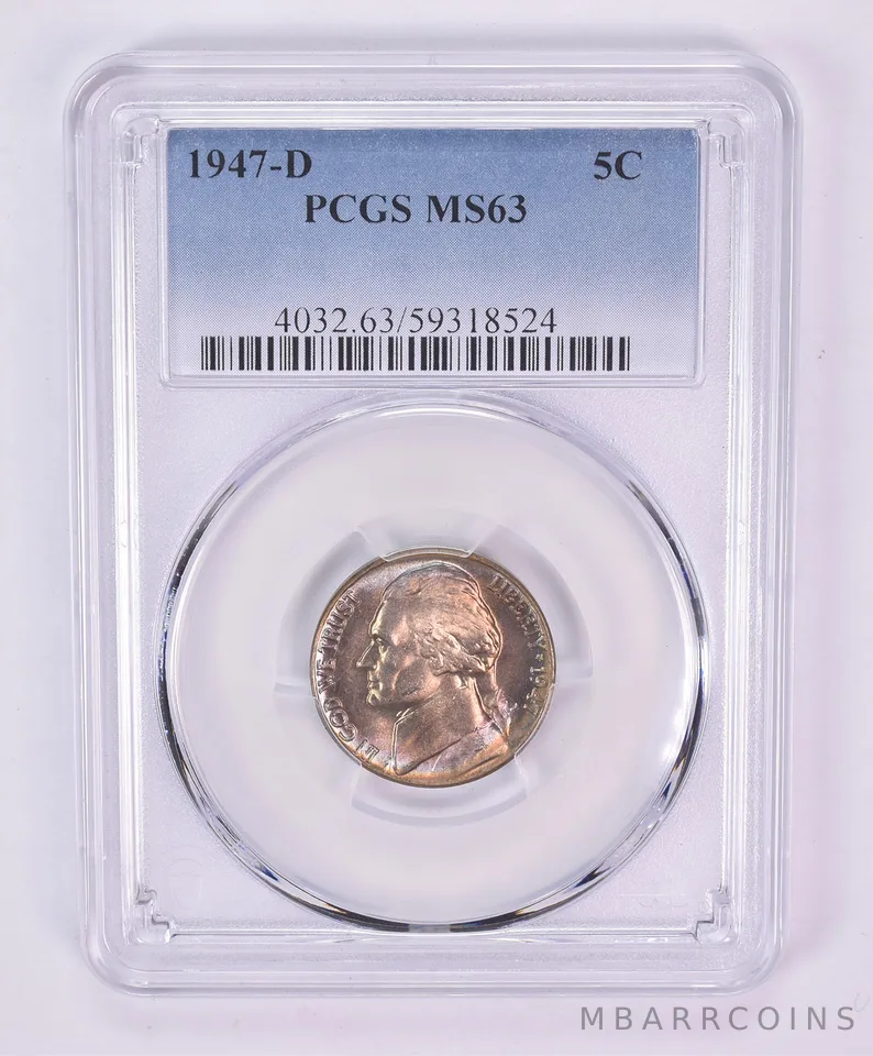 1947-D Jefferson Nickel MS63 PCGS Beautiful Tone *1136