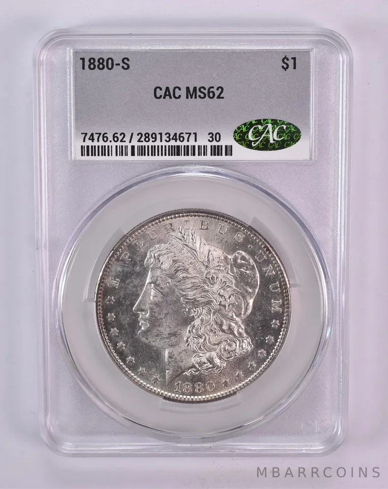 1880-S Morgan Silver Dollar MS62 CAC CACg