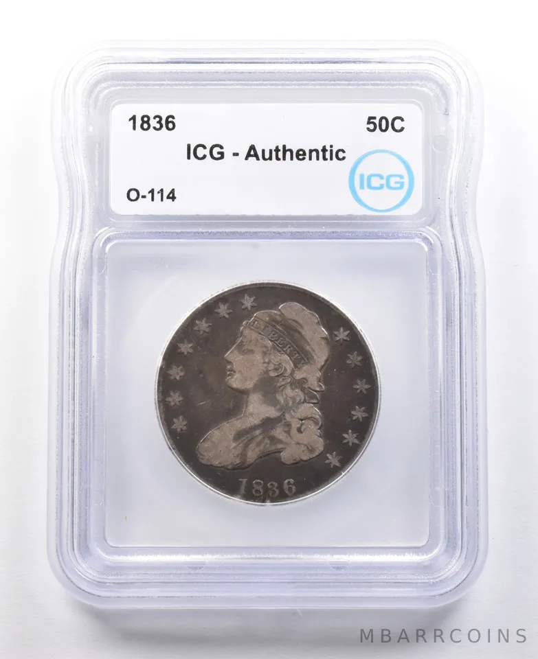 1836 Capped Bust Half Dollar O-114 Authentic ICG *3004