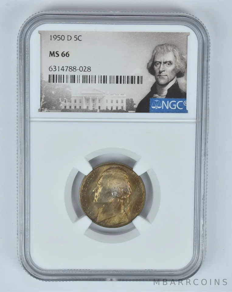 MS66 1950-D Jefferson Nickel - Graded NGC INSANE Toned! *8987