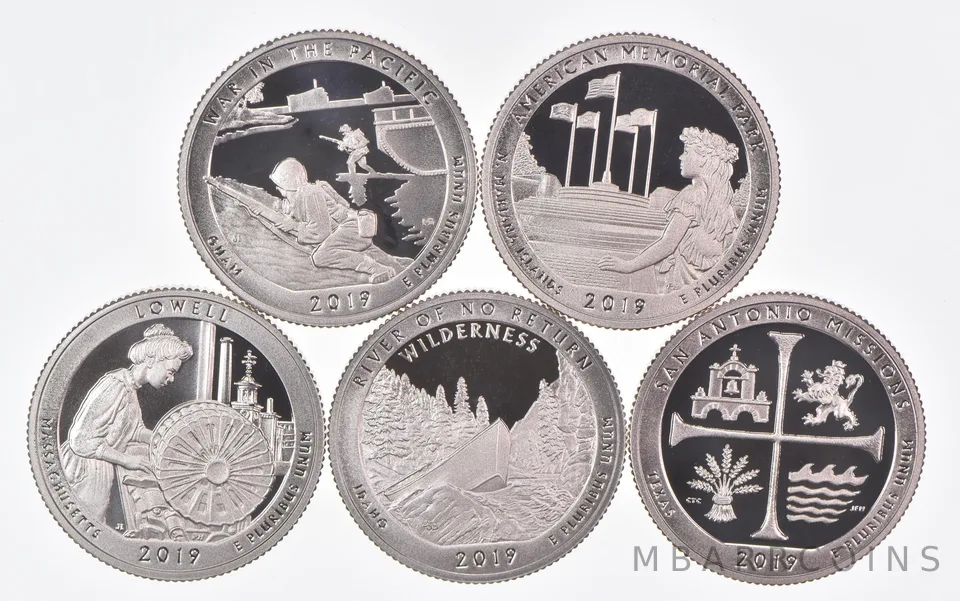 2019-S America The Beautiful Quarters (clad) From Proof Set (5 coins)