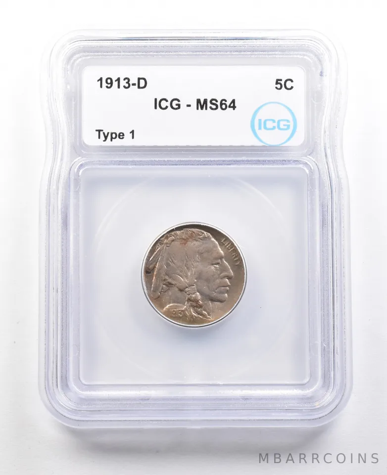 1913-D Indian Head Buffalo Nickel Type 1 MS64 ICG *3555