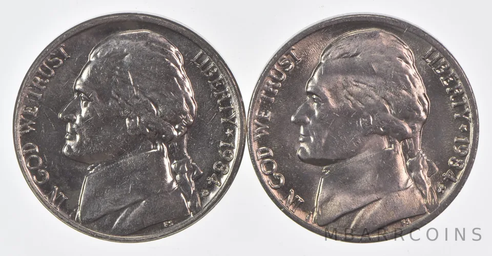 (Set) 1984 P+D Jefferson Nickel Unc Bundle