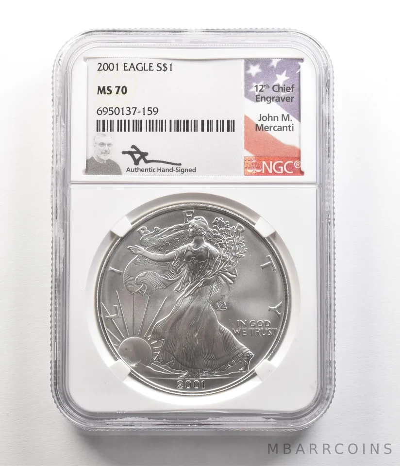 2001 American Silver Eagle Mercanti MS70 NGC *5533