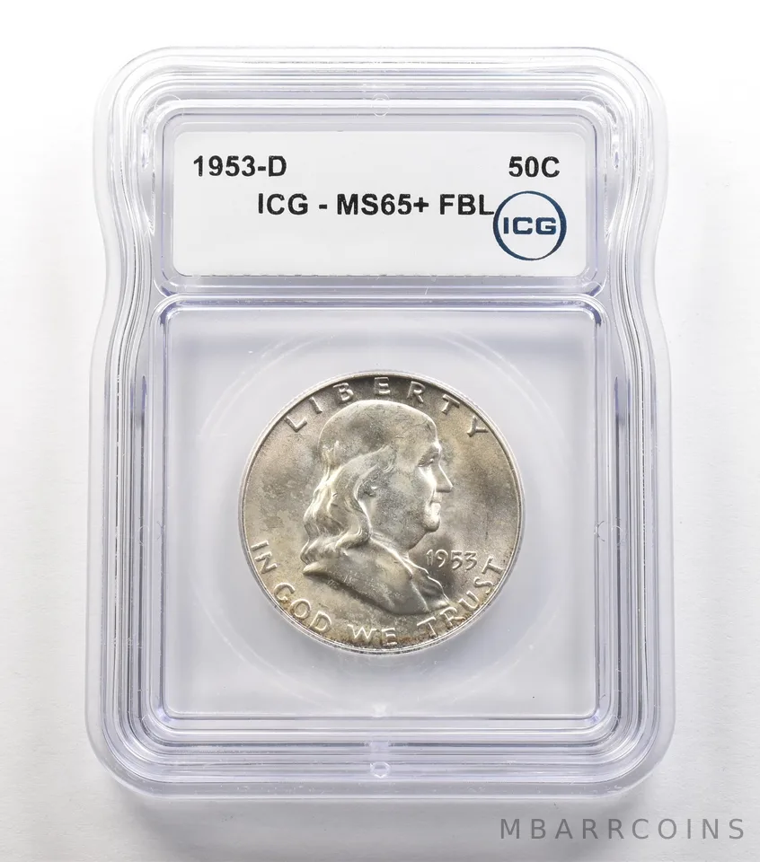 1953-D Franklin Half Dollar MS65+ FBL ICG *6711