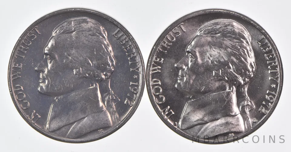 (Set) 1972 P+D Jefferson Nickel Unc Bundle