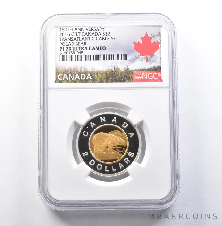 2016 Canada $2 Silver Gilt Transatlantic Cable Set Polar Beat PF70 NGC *5905
