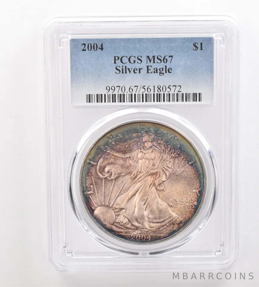2004 American Silver Eagle MS67 PCGS Beautiful Tone *3241