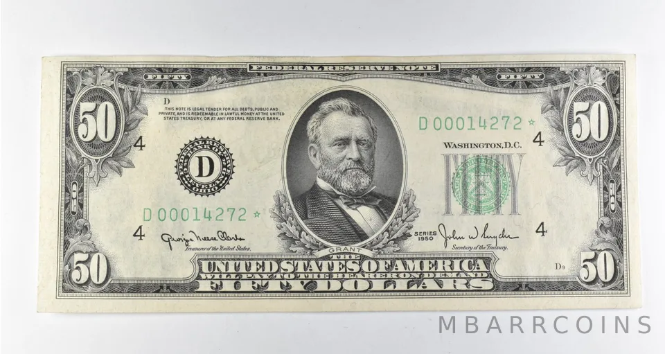 1950 $50 Cleveland, OH Federal Reserve Note Green Seal Star Note *2876