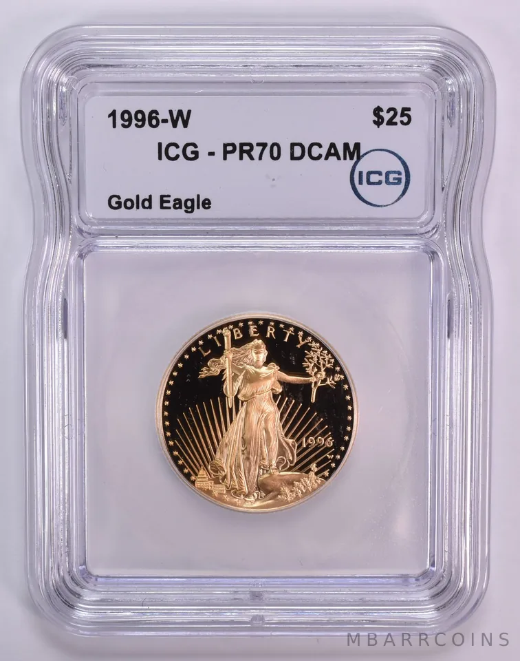 1996-W $25 American Gold Eagle 1/2 Oz Gold PR70 DCAM ICG