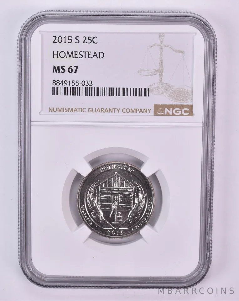 2015-S Washington Quarter Homestead ATB MS67 NGC Brown Label