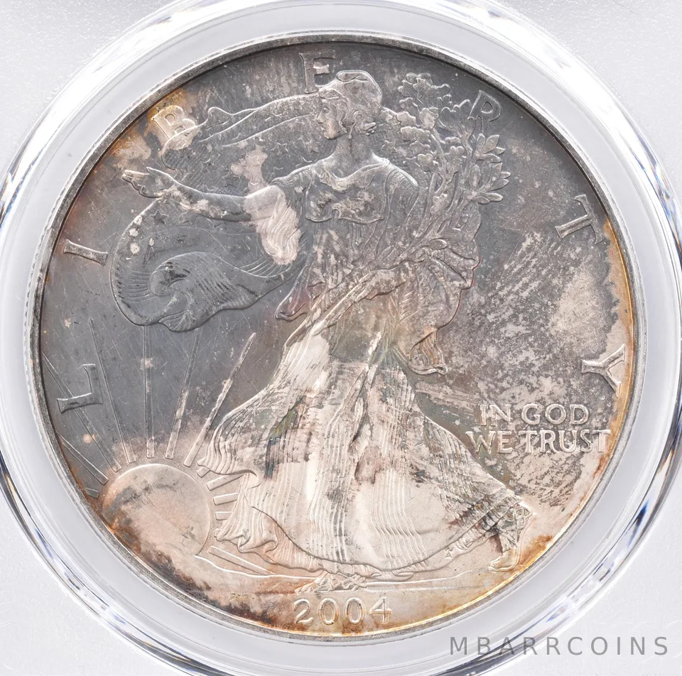 2004 American Silver Eagle MS67 PCGS Beautiful Tone *1376