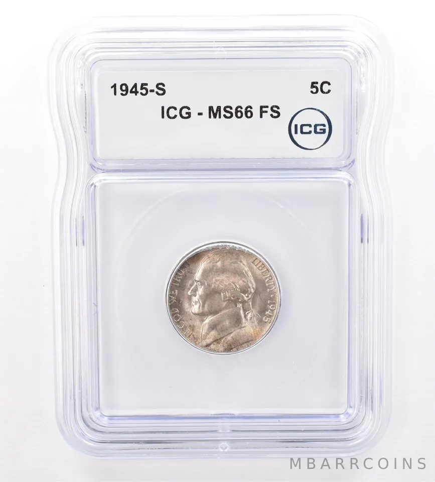 1945-S Jefferson Nickel MS66 FS ICG Beautiful Tone *7394